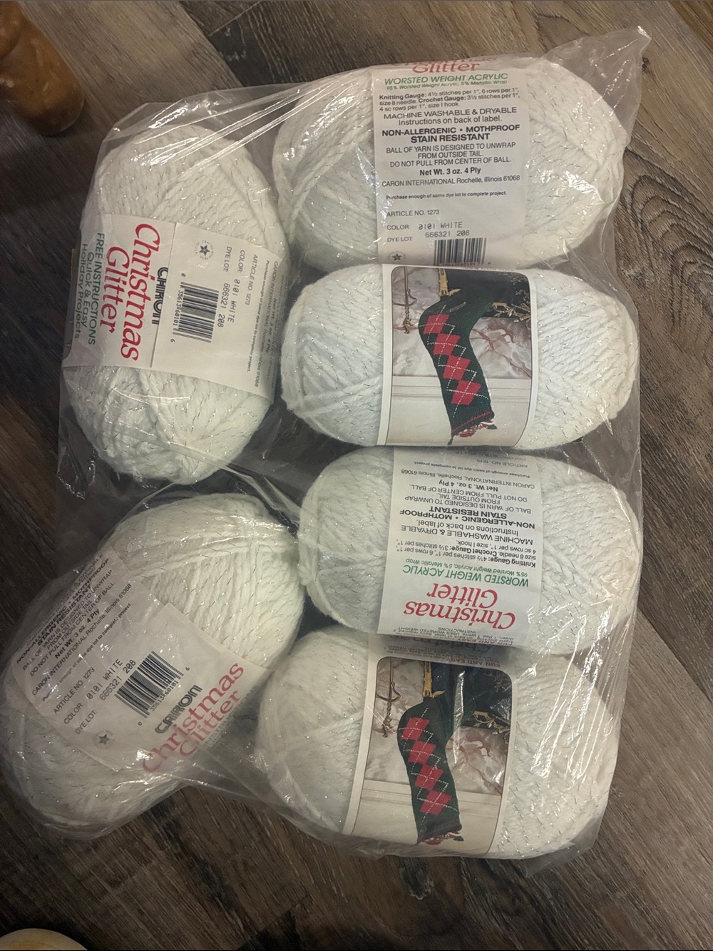 6 Caron Christmas Glitter balls of yarn